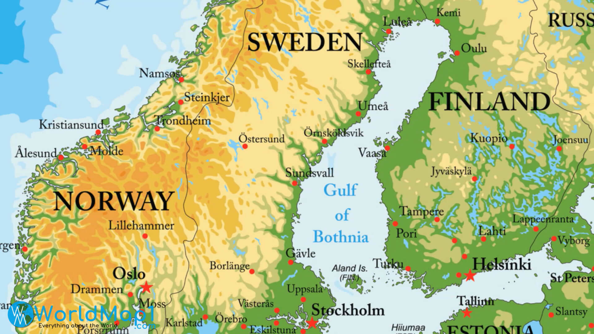 Skandinavische Länderkarte mit Lettland